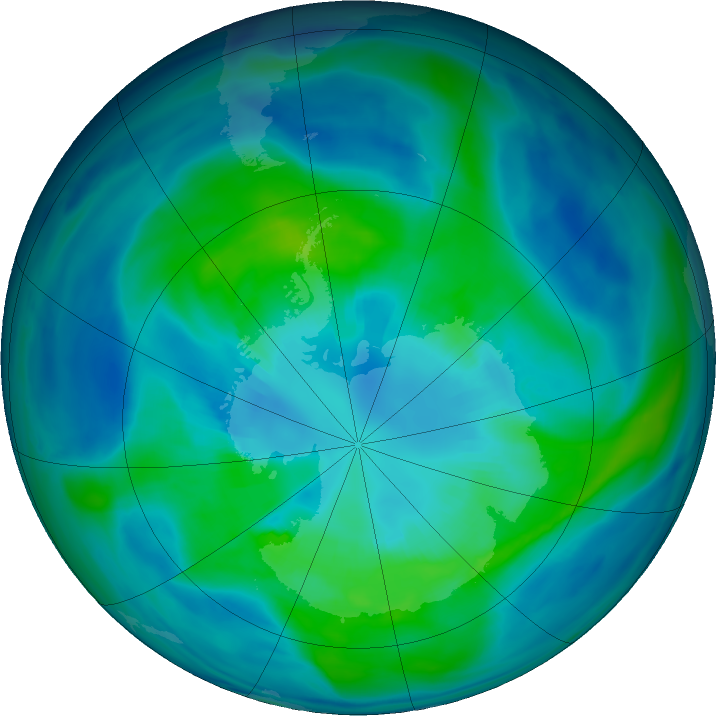 Antarctic ozone map for 06 April 2024